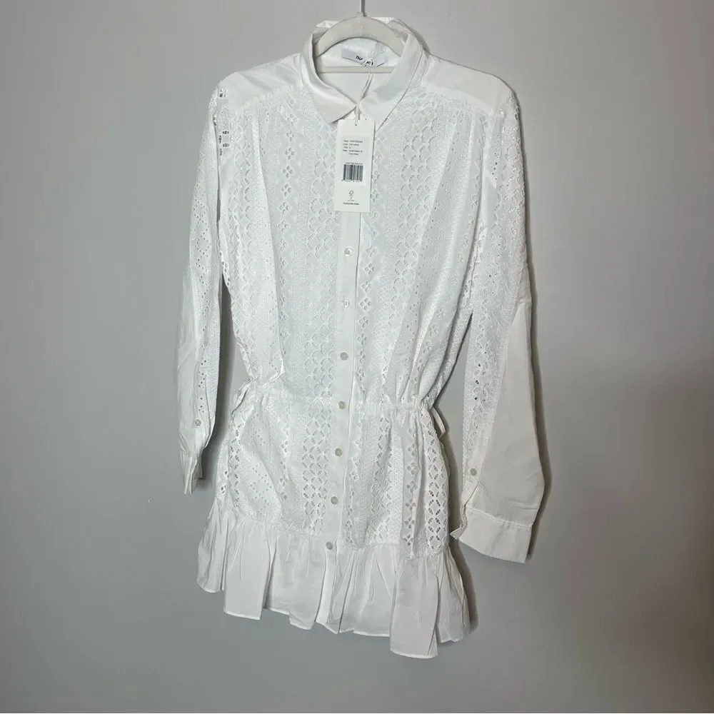 $250 Thakoon White button up lace tunic dress NWT size 6